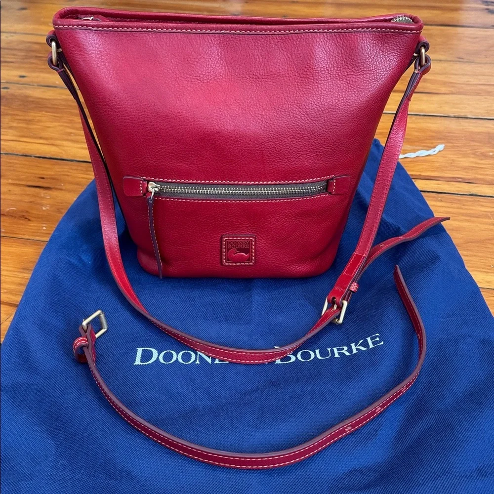 Dooney & Bourke Red Florentine Zip Sac - Picture 2 of 15
